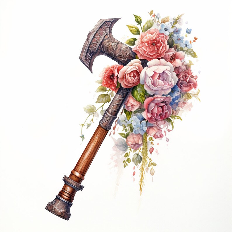 Medieval Fantasy Weapons Watercolor Clipart Images Swords Daggers ...