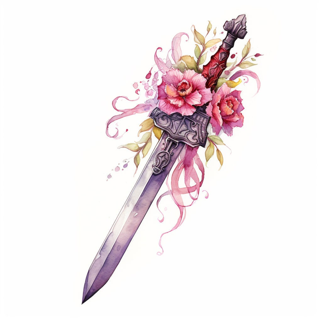 Medieval Fantasy Weapons Watercolor Clipart Images Swords Daggers ...
