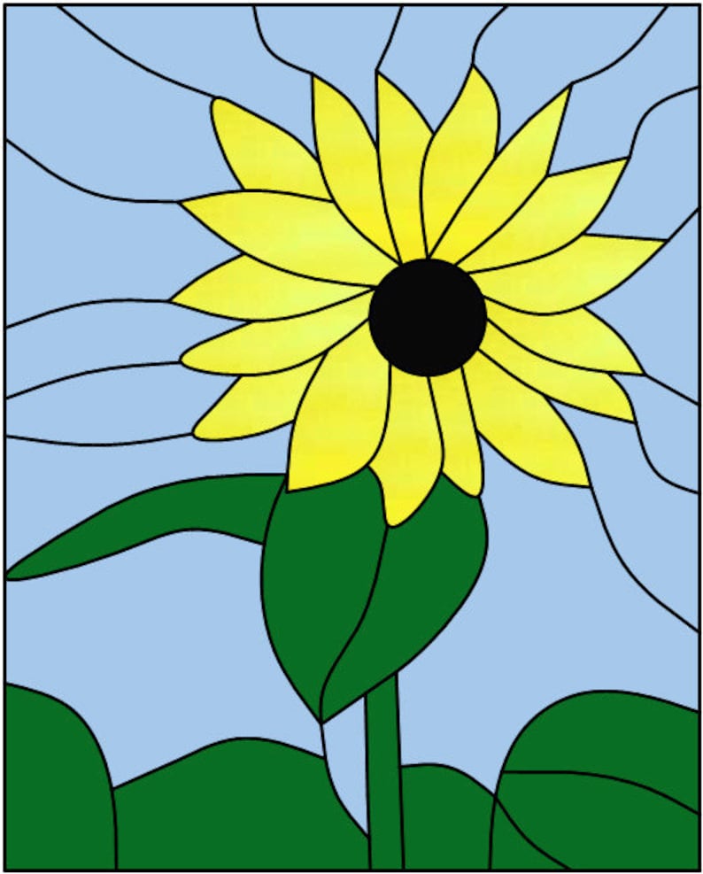 Sunflower Stained Glass Pattern - Etsy