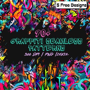 90+ Graffiti Art Digital Paper Bundle High-Resolution Seamless Pattern for Commercial Use and Digital Art Projects, Graffiti Background