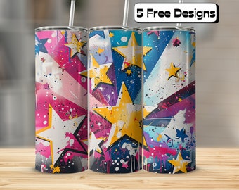 Galaxy Themed on Brick Wall Tumbler Wrap| Straight & Tapered | 20oz Skinny Tumbler | Tumbler Wrap Sublimation PNG | Stars | Outer Space
