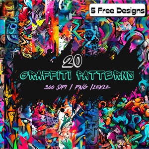 Graffiti Art Digital Paper Bundle High-Resolution Seamless Pattern for Commercial Use and Digital Art Projects, Graffiti Background