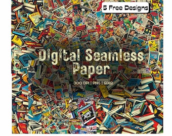 Comic nahtloses digitales Papier | Perfekt für digitale und druckbare Projekte | Sammelalbum | Buchkunst | Buchliebhaber | PNG-Datei