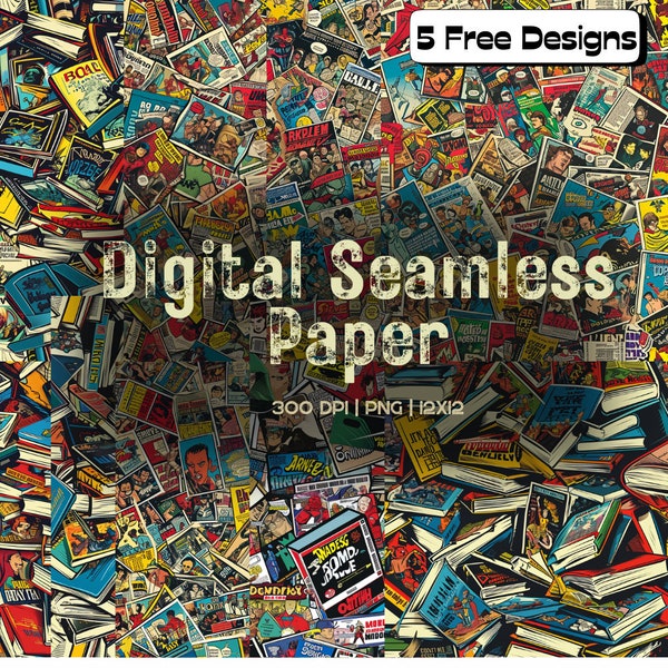 Comic Book Seamless Digital Paper | Perfect for Digital and Printable Projects | Scrapbook Journal | Book Art | Book Lover | PNG File