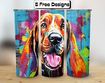 Bassett Hound Dog Tumbler Wrap PNG, 20 oz Skinny Tumbler Sublimation, Straight & Tapered Tumbler Wrap, Dog Lover Gift