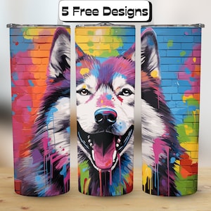 Alaskan Malamute Tumbler Wrap PNG/SVG, 20 oz Skinny Tumbler Sublimation, Straight & Tapered Tumbler Wrap, Instant Digital Download