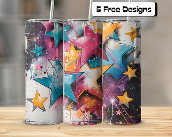 Galaxy Themed on Brick Wall Tumbler Wrap| Straight & Tapered | 20oz Skinny Tumbler | Tumbler Wrap Sublimation PNG | Stars | Outer Space