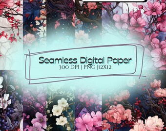 Gothic Seamless Pattern | Scrapbook Journal | Digital Craft Paper Bundle | Crafting Printable Paper Set | Decoupage | Dark Cottagecore Decor