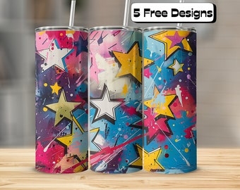 Galaxy Themed on Brick Wall Tumbler Wrap| Straight & Tapered | 20oz Skinny Tumbler | Tumbler Wrap Sublimation PNG | Stars | Outer Space
