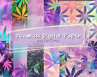420 Friendly Seamless Pattern | Scrapbook Journal | Digital Craft Paper Bundle | Crafting Printable Paper Set | Decoupage | Junk Journal