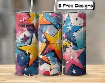Galaxy Themed on Brick Wall Tumbler Wrap| Straight & Tapered | 20oz Skinny Tumbler | Tumbler Wrap Sublimation PNG | Stars | Outer Space