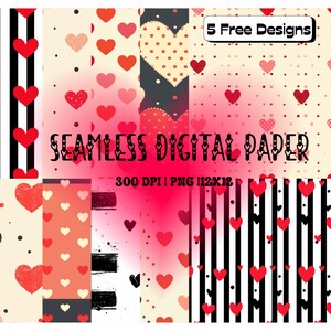 Valentine’s Day Seamless Digital Paper | Perfect for Digital and Printable Projects | Scrapbook and Journal | Valentines Day | PNG File