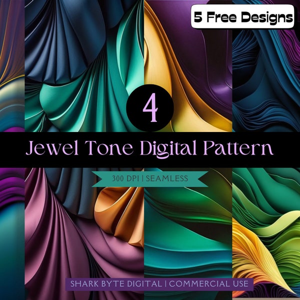 4-pack Bold Jewel Tone Colors Digital Paper Ready for Instant Download with Commercial Use Art Clipart Png Digital Art Wave Pattern