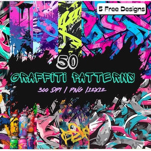 Graffiti Seamless Digital Paper | Perfect for Digital and Printable Projects | Scrapbook Journal Gift Card | Graffiti Street Art | PNG File