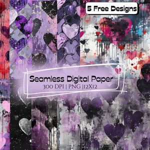 Valentine Graffiti Seamless Digital Paper | Perfect for Digital and Printable Projects | Scrapbook and Journal | Valentines Day | PNG File