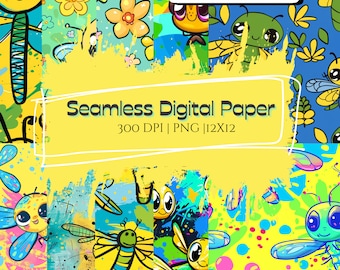 Libelle Musterdesign | Sammelalbum | Digitales Kraftpapier-Bundle | Crafting Druckbares Papier Set | Serviettentechnik | Graffiti-Kunst