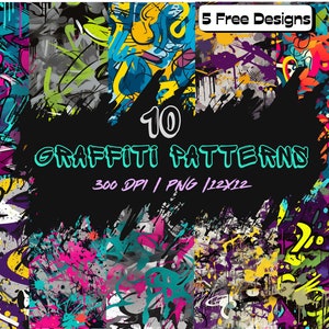 10 Graffiti Art Digital Paper Bundle hochauflösendes, nahtloses Muster für kommerzielle Nutzung und digitale Kunstprojekte, Graffiti-Hintergrund