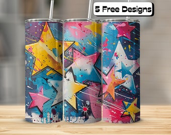Galaxy Themed on Brick Wall Tumbler Wrap| Straight & Tapered | 20oz Skinny Tumbler | Tumbler Wrap Sublimation PNG | Stars | Outer Space