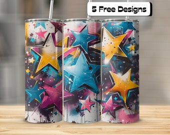 Galaxy Themed on Brick Wall Tumbler Wrap| Straight & Tapered | 20oz Skinny Tumbler | Tumbler Wrap Sublimation PNG | Stars | Outer Space