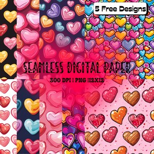 Valentine’s Day Seamless Digital Paper | Perfect for Digital and Printable Projects | Scrapbook and Journal | Valentines Day | PNG File