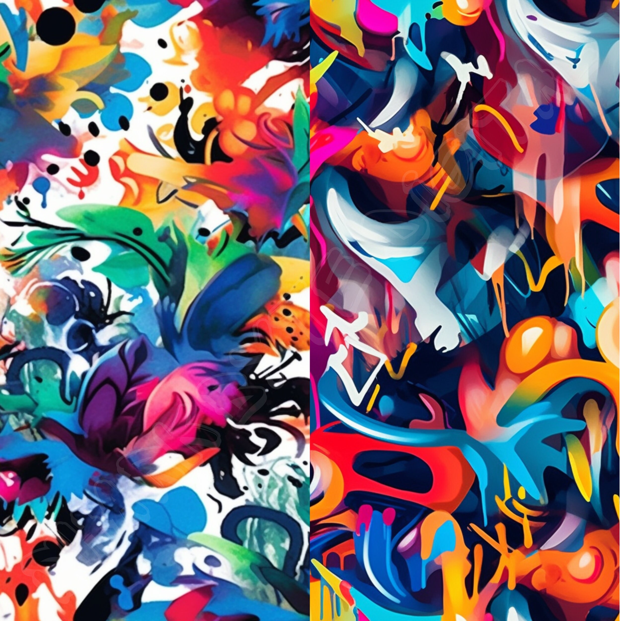 20 Graffiti Art Digital Paper Bundle High-resolution Seamless Pattern ...