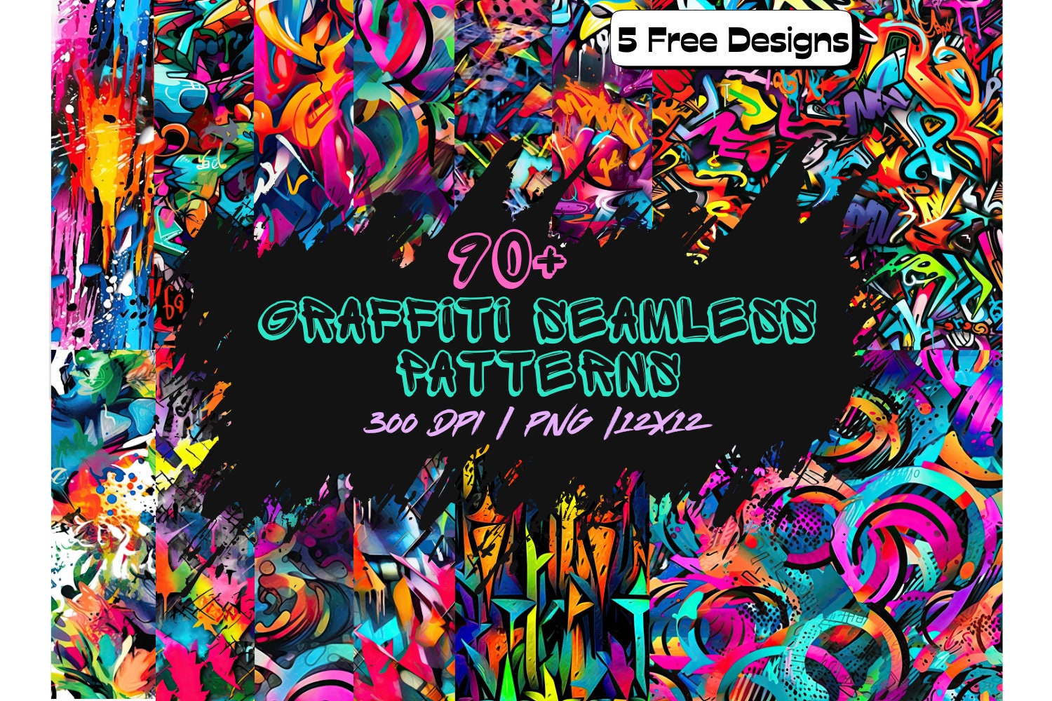 90+ Graffiti Art Digital Paper Bundle High-resolution