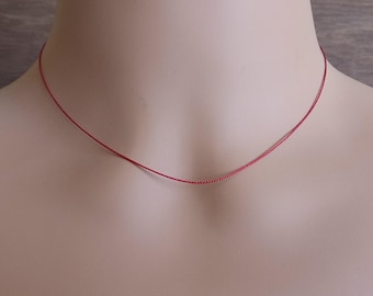 Thin Silk Cord Minimalist Necklace: Sterling Silver Clasp, Minimalist Jewelry