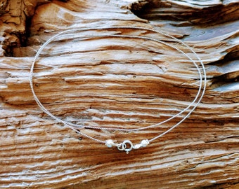 Silk Cord Minimalist Necklace #1-Thin, Sterling Silver Clasp, Lengths 14"- 15"- 16"- 17"- 18"- 20"- 22"- 24"-26", Jewelry, Necklaces, Chains