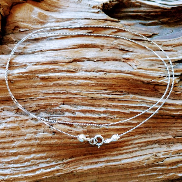 Silk Cord Minimalist Necklace #1-Thin, Sterling Silver Clasp, Lengths 14"- 15"- 16"- 17"- 18"- 20"- 22"- 24"-26", Jewelry, Necklaces, Chains