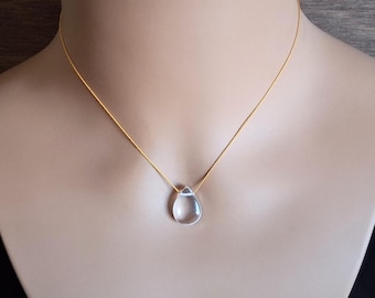 Clear Crystal Quartz Silk Cord Necklace: Sterling Silver Clasp, Choose Your Length And Color