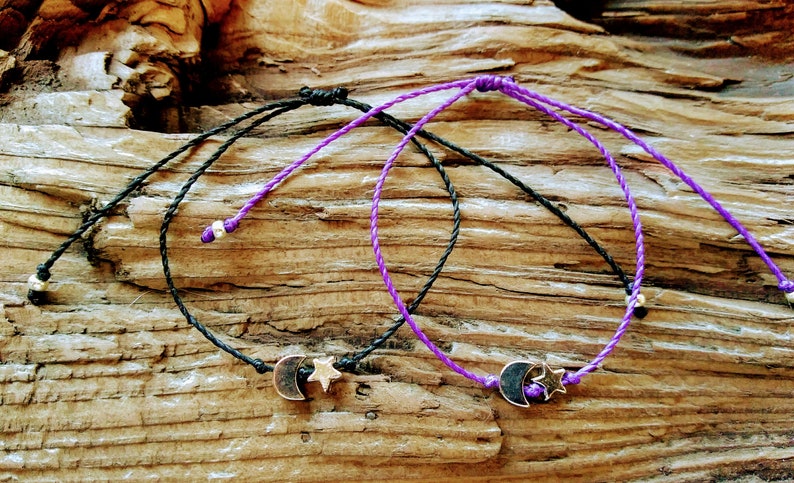Antiqued Silver Celestial Minimalist Charm Bracelet Minimalist Jewelry Wrist Sizes 5 12-7 Sliding Knot Clasp Friendship