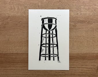 Idaho Falls Water Tower Druck: Handgeschnitztes historisches Wahrzeichen (4x6
