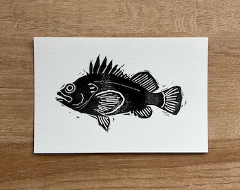 100x150 Linoldruck 100x120 Linoldruck Fischen Cabin Decor
