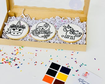 Paint Your Cookie Kit - Color Your Cookie Kit - Mermaid Unicorn Cookie Kit