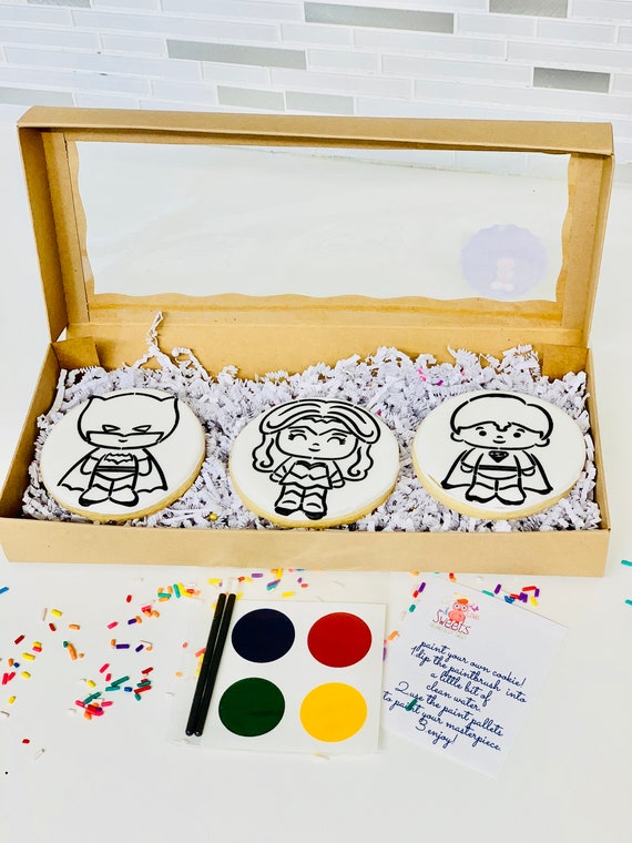 Paint Your Own Cookie Kit Color Your Cookie Kit Super Hero Etsy