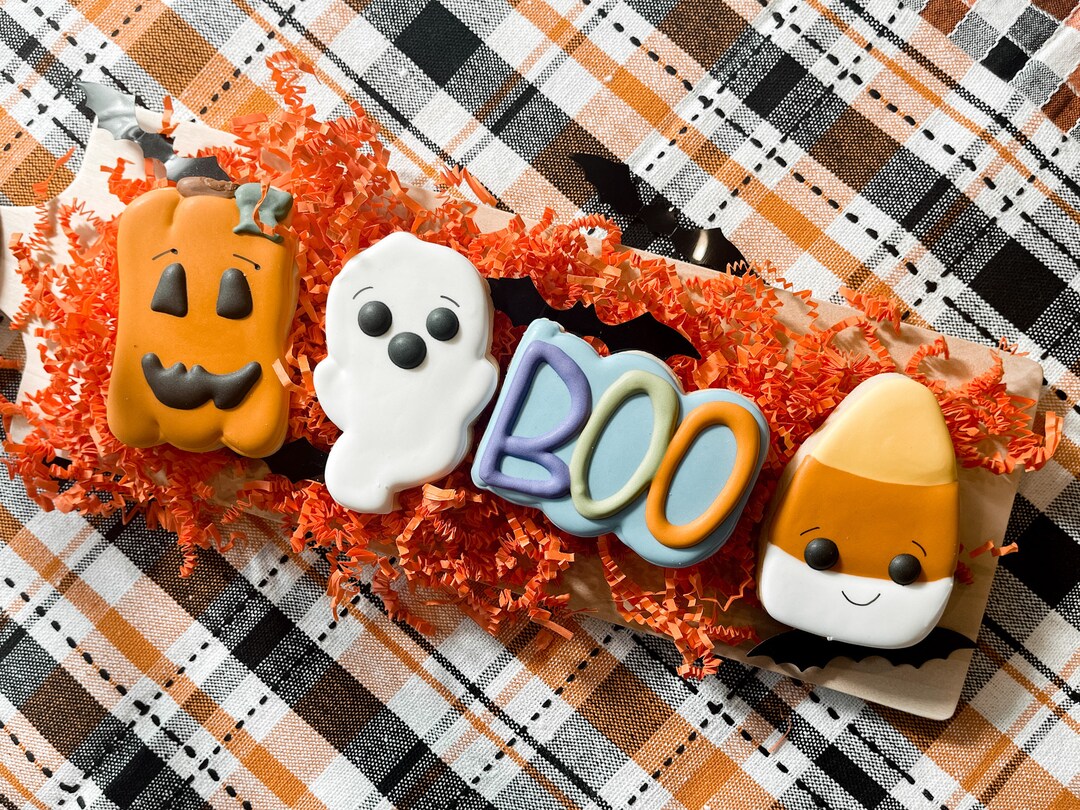 Halloween Candy Corn Boo Set - Halloween Cookies - Etsy