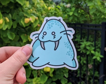 Adhesivo de vinilo de morsa, resistente al agua y duradero, bonito animal marino