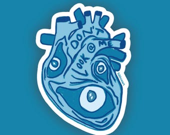 Adhesivo de vinilo con forma de corazón anatómico, resistente al agua y duradero, no me mires a los ojos