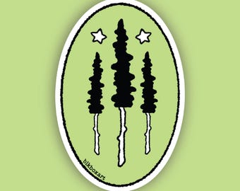 Adhesivo de vinilo de bosque / Calcomanía de árbol verde para exteriores