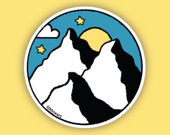 Adhesivo de vinilo Montaña Estrellada / Resistente al agua, Calcomanía para amantes de la naturaleza
