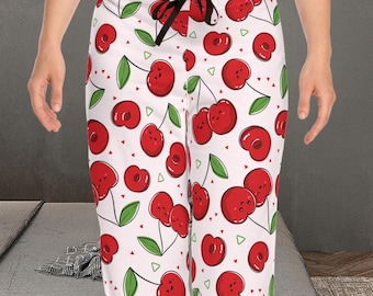 Pantaloni da pigiama con ciliegie da donna, pantaloni da salotto con stampa di frutta kawaii, pigiami carini e comodi, pantaloni estetici Y2K, divertente regalo per San Valentino