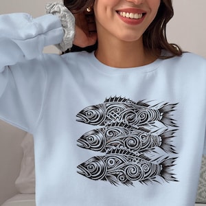 Visser esthetische sweater Visser trui kust esthetiek uniek vissen cadeau meisje trui visserij ronde hals nautisch sweatshirt