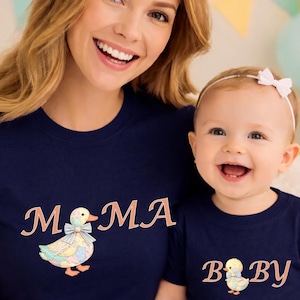 Matching Baby Duckling Shirt, Mommy and Me Outfit Baby, Patchwork Duck Baby Tee, Farm Baby Outfit, Baby Shower Gift, Matching Family Outfit