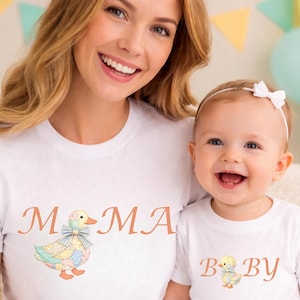 Mama Duck Shirt, Mommy and Me Outfit, Matching Mom Shirt, Patchwork Mama Shirt, Vintage Mom Shirt, Farm Mom Shirt, Baby Matching Outfit