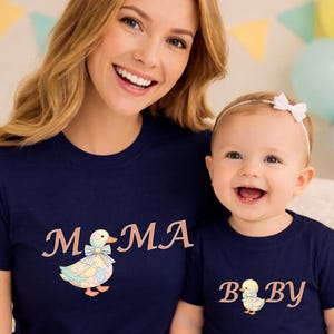 Matching Baby Duckling Shirt, Mommy and Me Outfit Baby, Patchwork Duck Baby Tee, Farm Baby Outfit, Baby Shower Gift, Matching Family Outfit