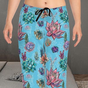 Women&#39;s Pajama Pants Gift for Her Floral Pajama Pants Bridal Shower Gift Succulent Gift Christmas Gift Pjs Cute Pajama Comfy Lounge Pants