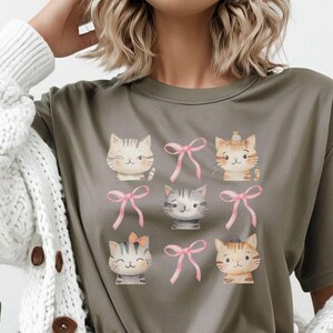 Coquette Bow Shirt Niedliches Katzen-Shirt Geschenk für Katzenmutter Coquette Aesthetic Cat Person Geschenk Freundin Geburtstag Girly Coquette Kleidung Tee