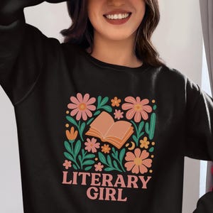 Literarisches Mädchen SVG PNG, Bücherwurm digitales Design, Retro Blumen Buchkunst, Cottagecore Shirt Druck, Leseliebhaber Clipart, DIY Sublimation