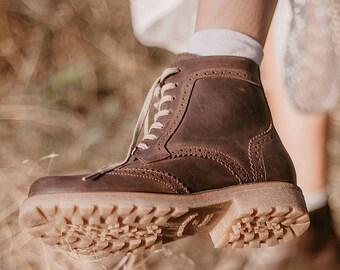 brown brogue boots womens