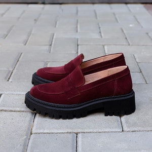 Burgundy suede loafers womens outlet